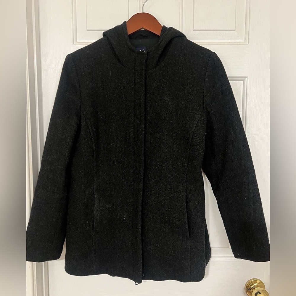 GAP Women's Black Hooded Pea Coat